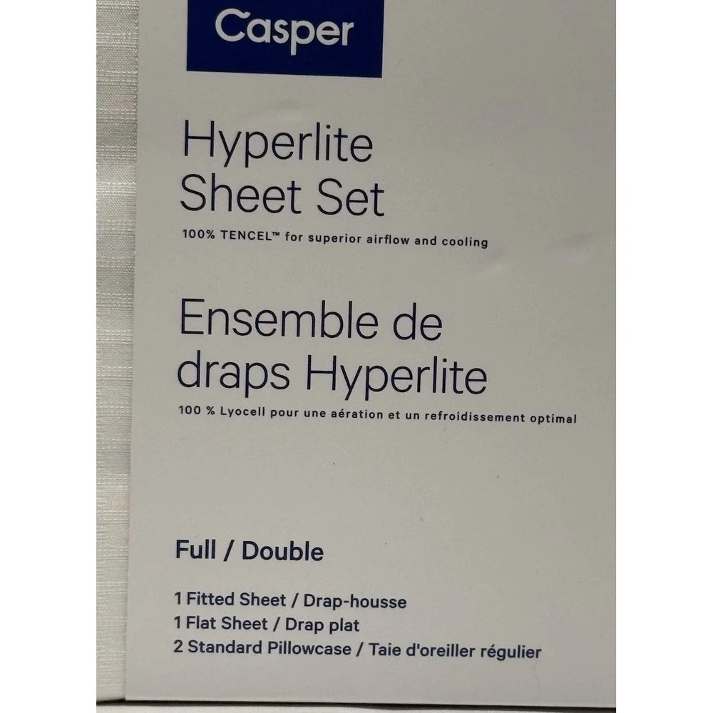 Casper‎ Hyperlite Cooling Grid Weave 100% Lyocell WHITE 4pc FULL Sheet Set NWT!